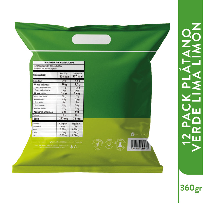 12 Pack Plátanos Verde Lima Limon 360gr