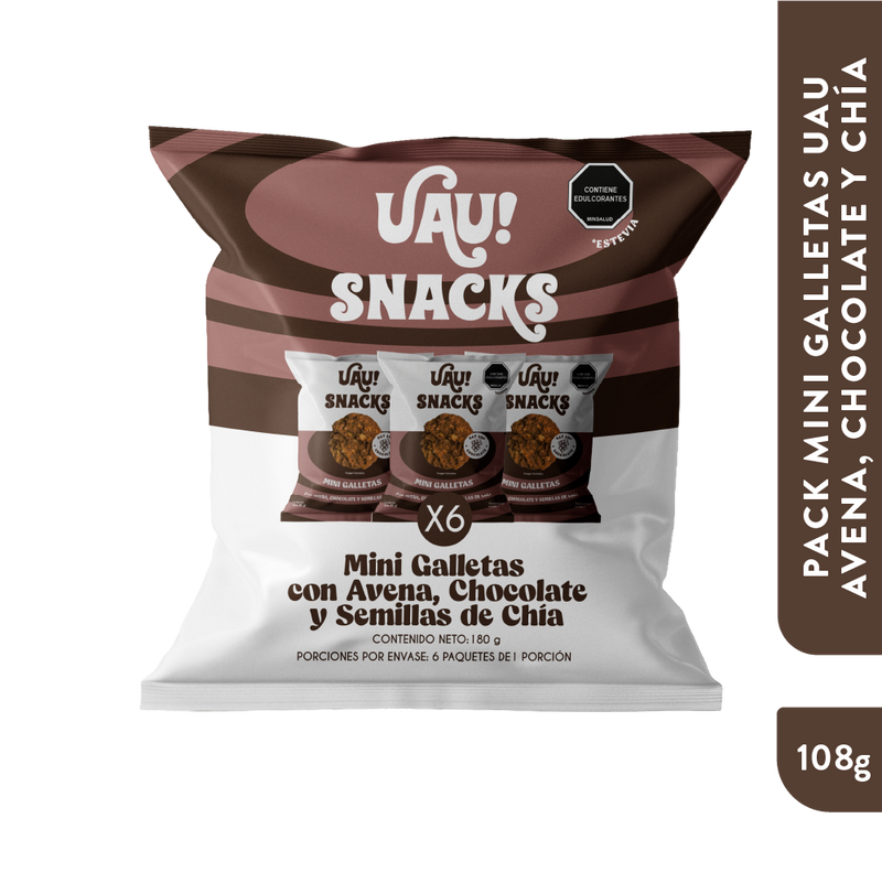 6 Pack mini galletas sabor Chocolate 180gr