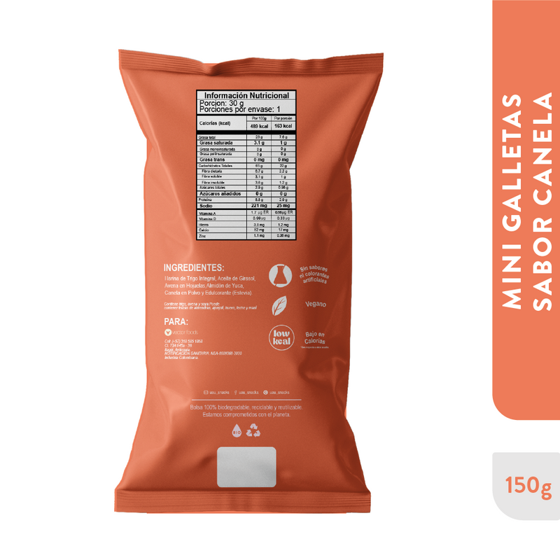 6 Pack mini galletas sabor Canela 180gr