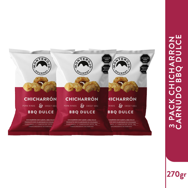 3 Pack Chicharrón Carnudo BBQ Dulce 270gr