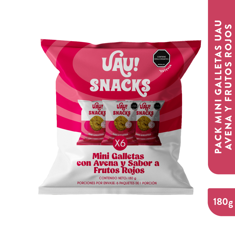 6 Pack mini galletas sabor Frutos Rojos 180gr