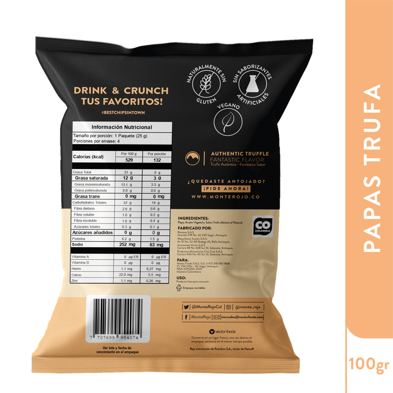 1 Pack Papas Trufa MonteRojo x Hatsu  100 gr