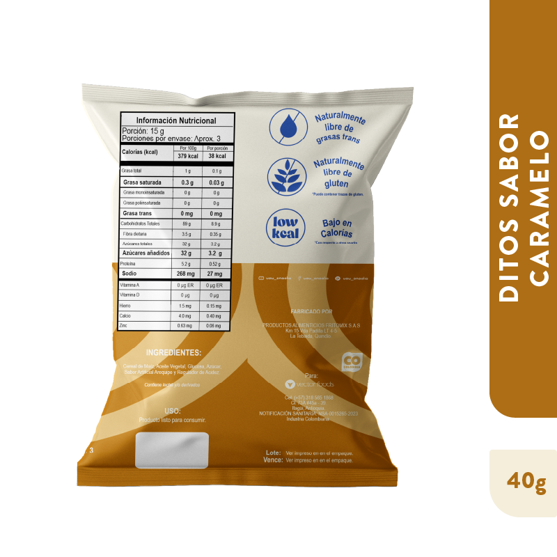 1 Pack UAU Ditos sabor caramelo  40gr