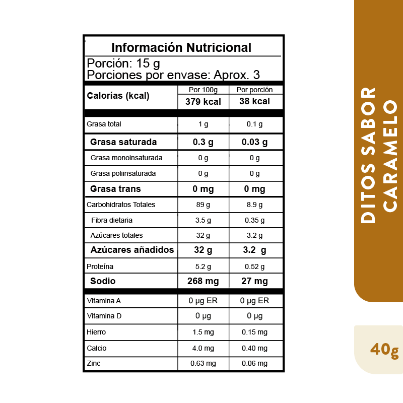 1 Pack UAU Ditos sabor caramelo  40gr