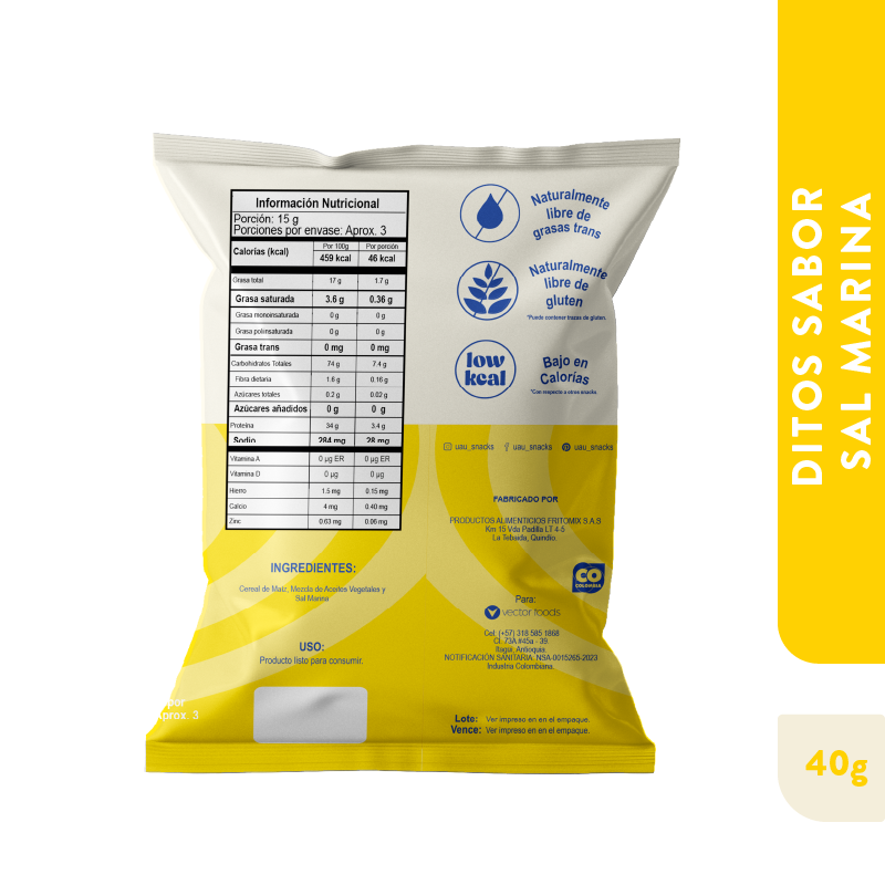 1 Pack UAU Ditos con Sal Marina 40gr