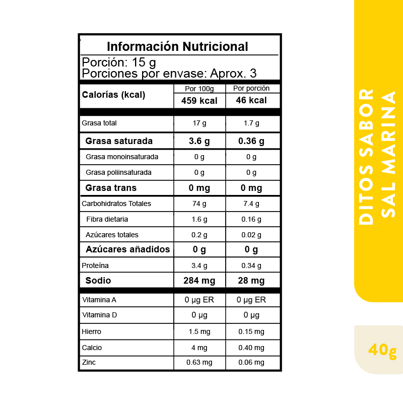 1 Pack UAU Ditos con Sal Marina 40gr