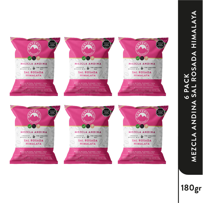 6 Pack Papas Mezcla sal rosada del himalaya 180 gr