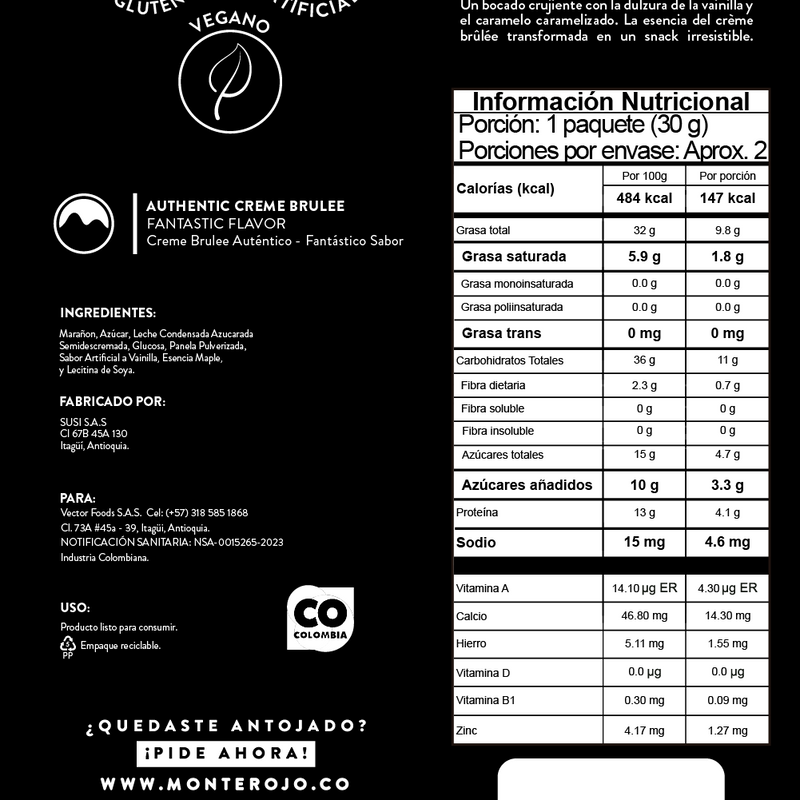 1 Pack Marañones Sabor Crème Brûlée 50gr