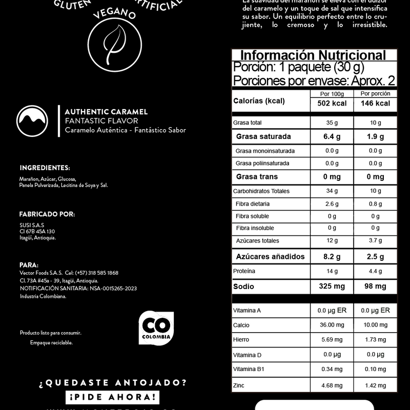 1 Pack Marañones Sabor Caramelo Salado 50gr