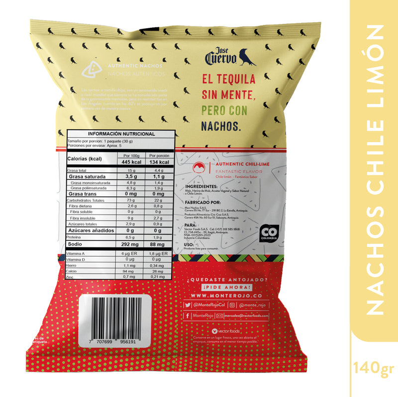 1 Pack Nachos Chile Limón José Cuervo 140gr