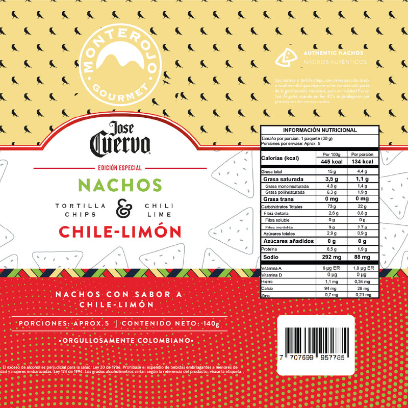 1 Pack Nachos Chile Limón José Cuervo 140gr