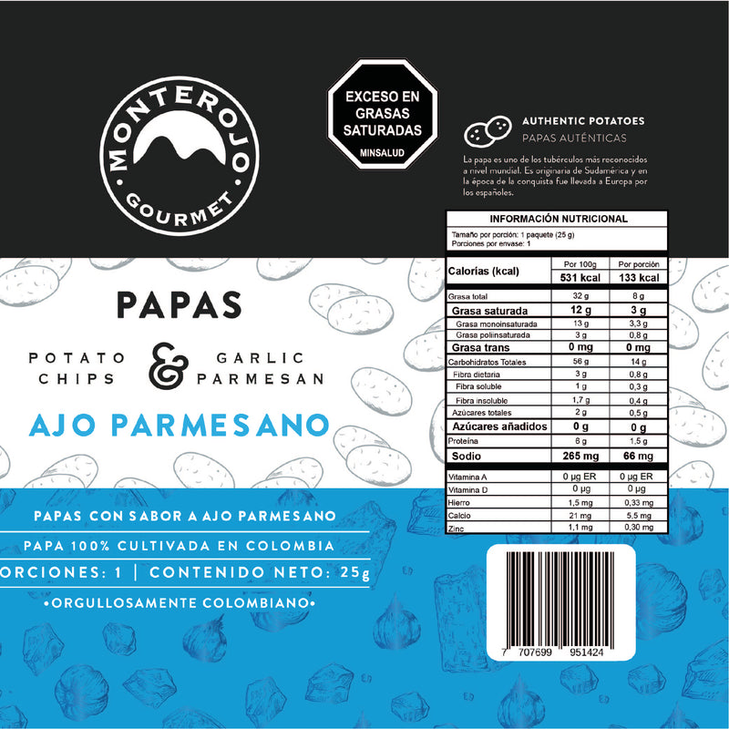 Six Pack Papas Ajo Parmesano 150 gr