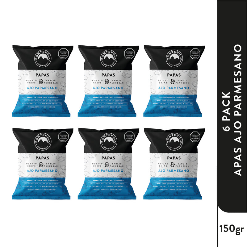 Six Pack Papas Ajo Parmesano 150 gr