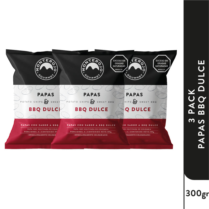 3 Pack Papas BBQ Dulce 300 gr