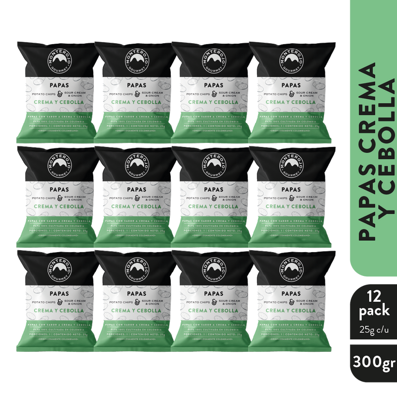 12 Pack Papas Crema y Cebolla 300gr