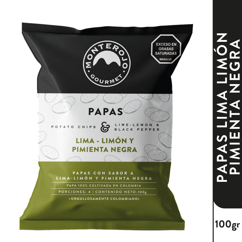 1 Pack Papas Lima Limón y Pimienta Negra 100 gr