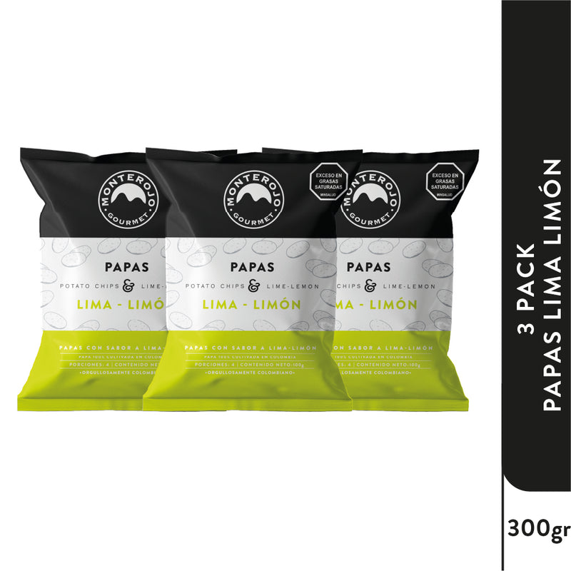 3 Pack Papas Lima Limón 300 gr