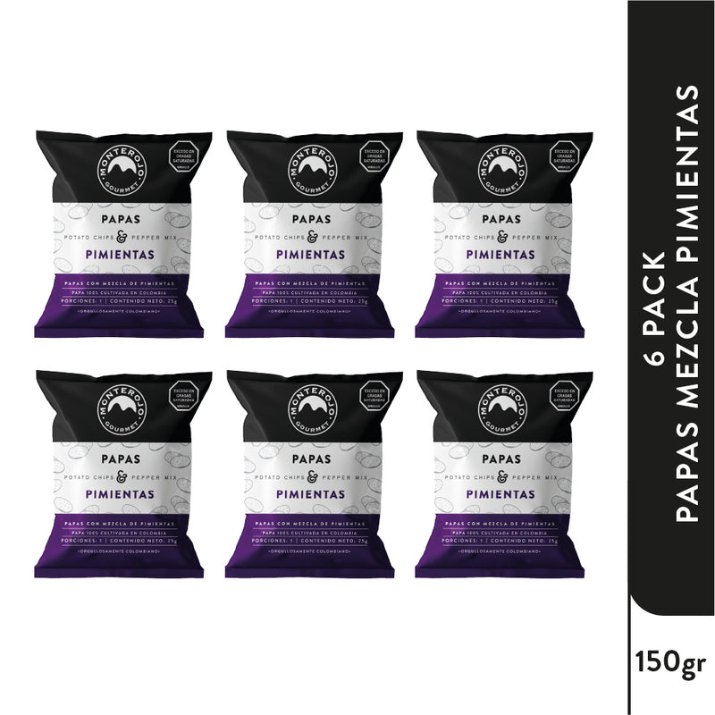 Six Pack Papas Mezcla Pimienta 150 gr