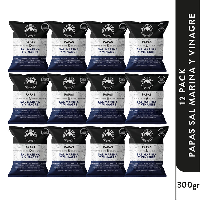 12 Pack Papas Sal Marina y Vinagre 300 gr