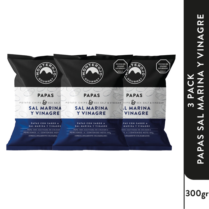 3 Pack Papas Sal Marina y Vinagre 300 gr