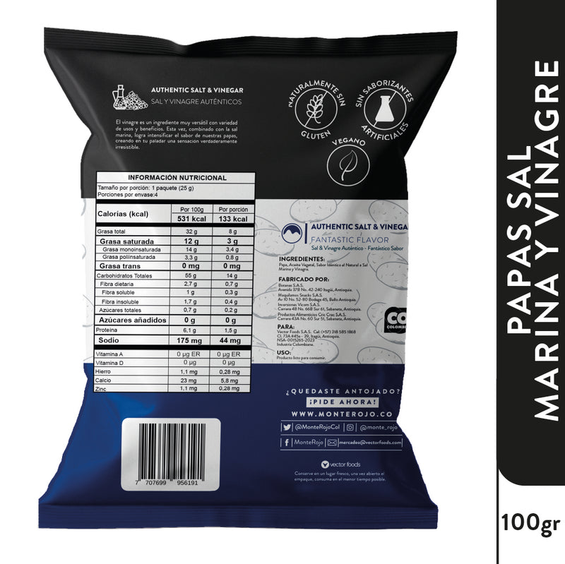 1 Pack Papas Sal Marina y Vinagre 100 gr