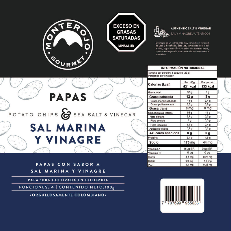 1 Pack Papas Sal Marina y Vinagre 100 gr