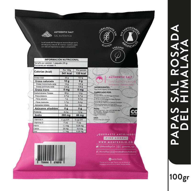 1 Pack Papas Sal Rosada 100 gr