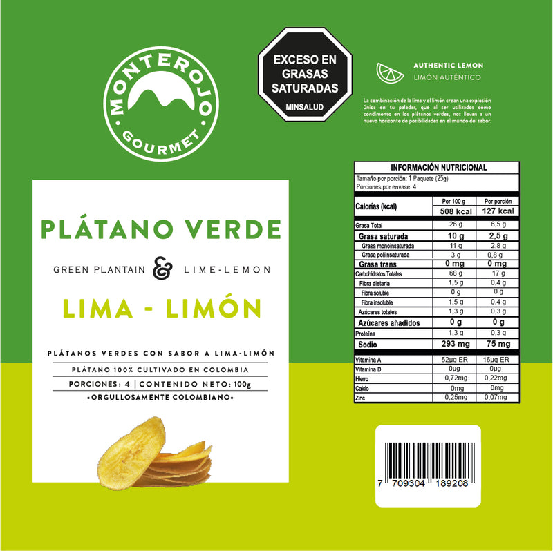 1 Pack Plátano Verde Lima Limón 100 gr