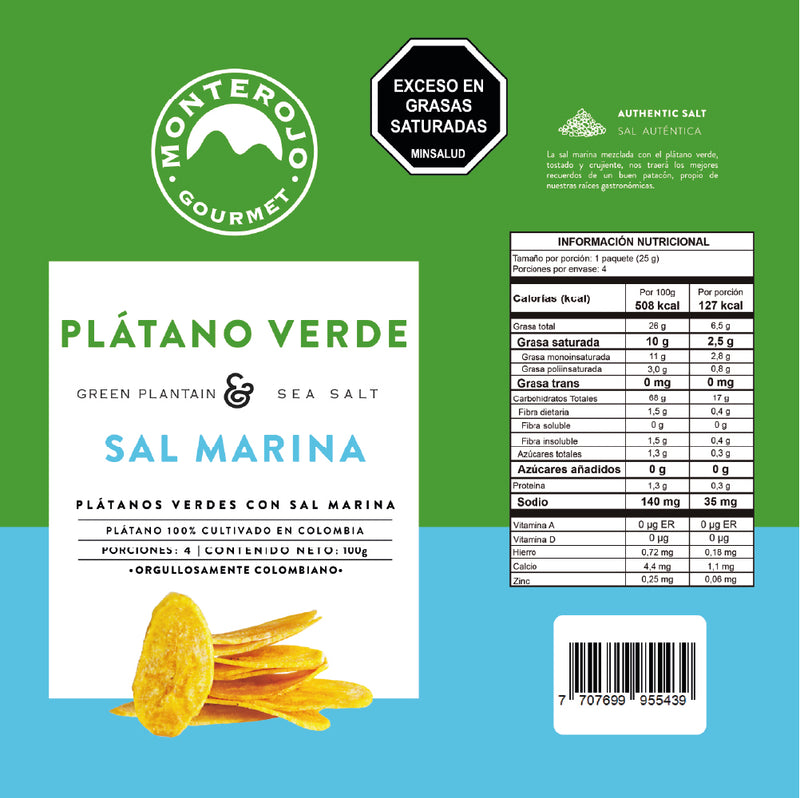 1 Pack Plátano Verde Sal Marina 100 gr