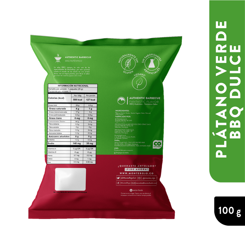 1 Pack Plátano Verde Bbq Dulce 100 gr