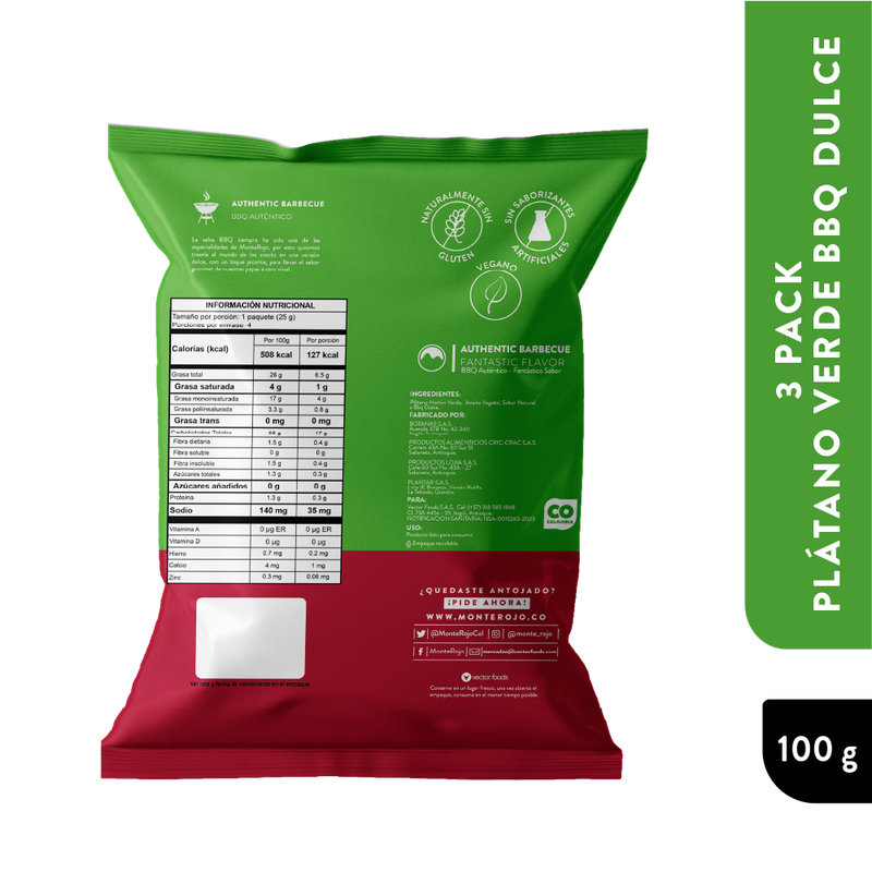 3 Pack Plátano Verde Bbq Dulce 300gr