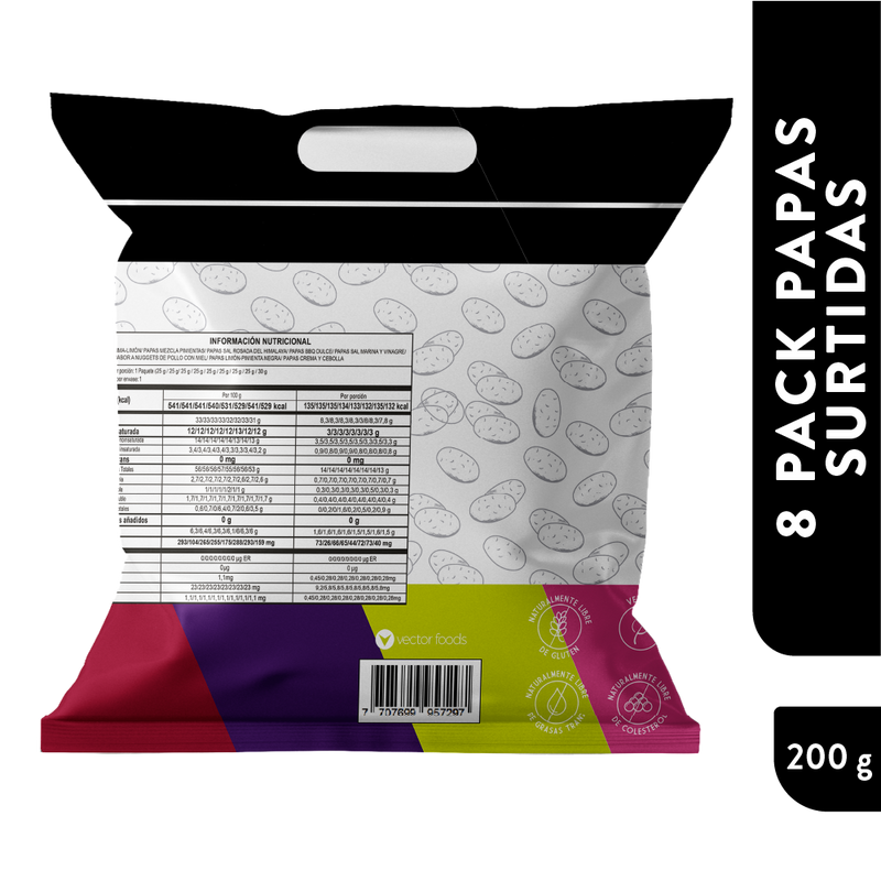 8 Pack Papas Surtidas 200gr