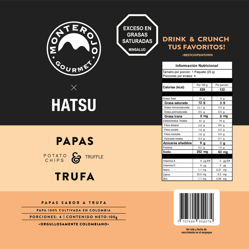 1 Pack Papas Trufa MonteRojo x Hatsu  100 gr